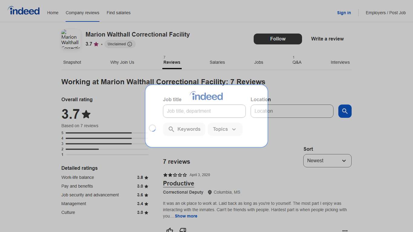 Working at Marion Walthall Correctional Facility: Employee Reviews Indeed.com